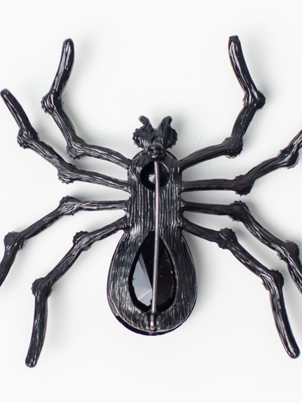 Black Crystal Rhinestone Spider Brooch Pin Halloween Gothic Statement Jewelry 3" - Picture 3 of 5
